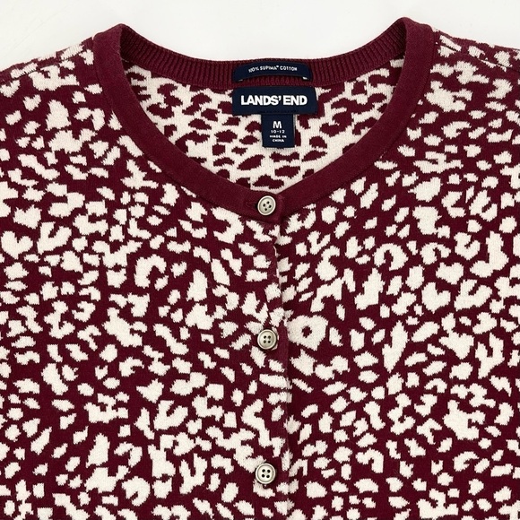 Lands’ End Supima Cotton Leopard Print Buttoned Cardigan Sweater Medium - Picture 4 of 9